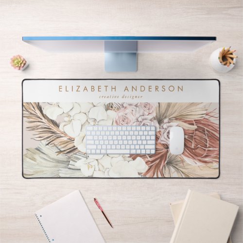 Custom Business Pampas Grass Floral Tropical Desk Mat