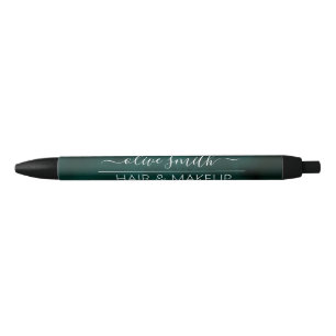 Custom Business Pen – Emerald Watercolor Monogram