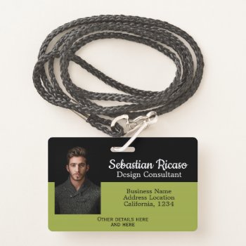 Custom Business Personalized Green Black Badge by Ricaso_Intros at Zazzle