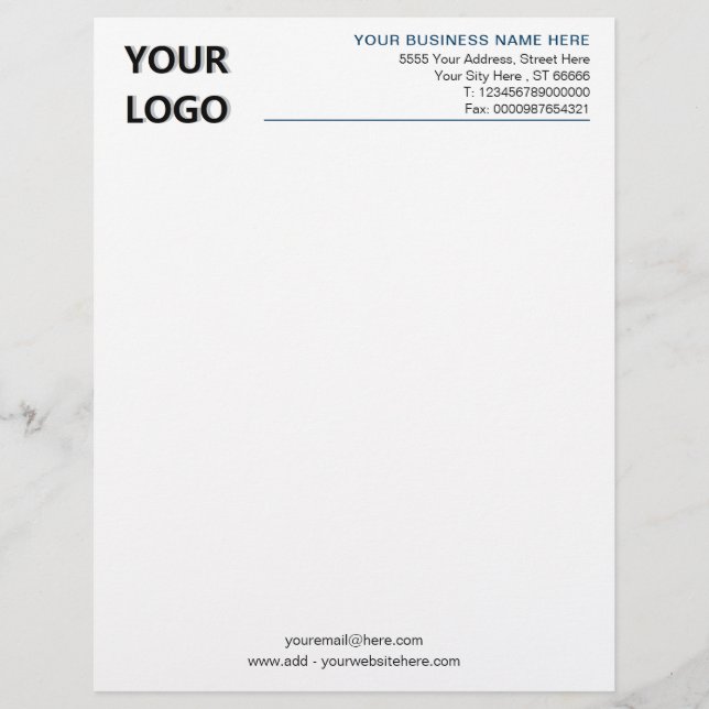 Custom Business Personalized Letterhead with Logo (Front)
