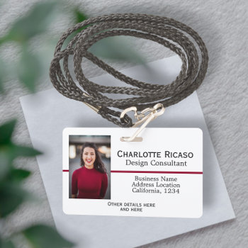 Custom Business Personalized Red White Black Badge by Ricaso_Intros at Zazzle