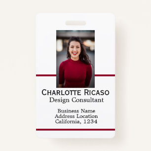 Custom Business Personalized Red White Black Badge