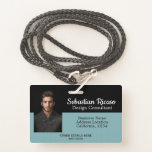 Custom Business Personalized Teal Black Badge at Zazzle