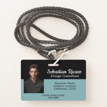 Custom Business Personalized Teal Black Badge by Ricaso_Intros at Zazzle