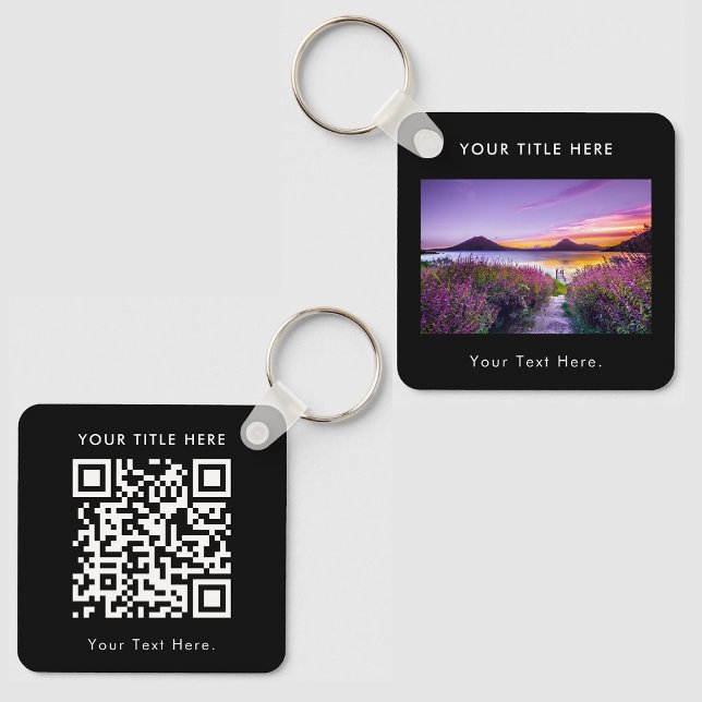Custom Business Photo QR Code & Text Double Sided Keychain (Custom Business Photo QR Code & Text Double Sided Keychain)