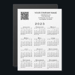 Custom Business QR Code 2023 Calendar Magnet Card<br><div class="desc">Create your own 2023 calendar magnetic card with a customizable QR code for your business website or landing page, and your company name and contact information in black text on a white background. Add your business URL link and custom text (company name, website, phone number, address, slogan, or other message)...</div>