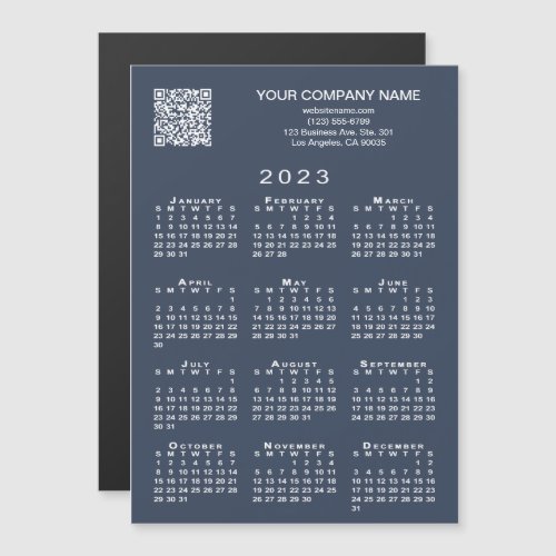 Custom Business QR Code 2023 Calendar Navy Magnet