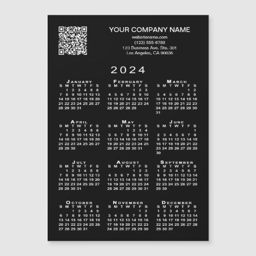 Custom Business QR Code 2024 Calendar Black Magnet