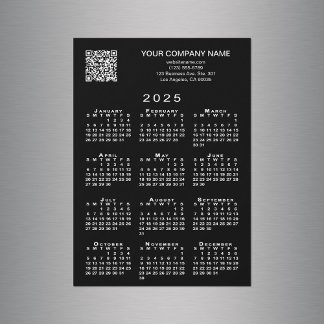 Custom Business QR Code 2025 Calendar Black Magnet