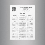 Custom Business QR Code 2025 Calendar Magnet Card<br><div class="desc">Create your own 2025 calendar magnetic card with a customizable QR code for your business website or landing page, and your company name and contact information in black text on a white background. Add your business URL link and custom text (company name, website, phone number, address, slogan, or other message)...</div>