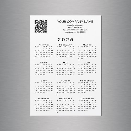 Custom Business QR Code 2025 Calendar Magnet Card