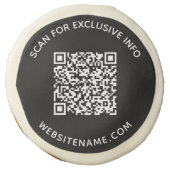 Custom Business QR Code and Text on Black Sugar Cookie (Front)