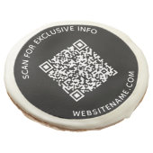 Custom Business QR Code and Text on Black Sugar Cookie (Angled)