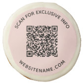 Custom Business QR Code and Text on Pink Sugar Cookie (Front)