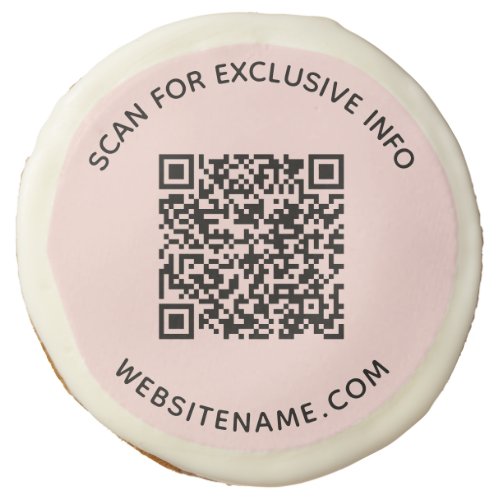 Custom Business QR Code and Text on Pink Sugar Cookie