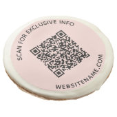 Custom Business QR Code and Text on Pink Sugar Cookie (Angled)