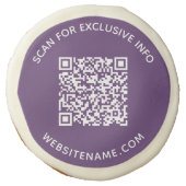 Custom Business QR Code and Text on Purple Sugar Cookie (Front)