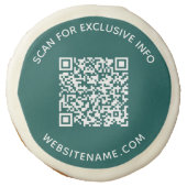 Custom Business QR Code and Text on Teal Sugar Cookie (Front)