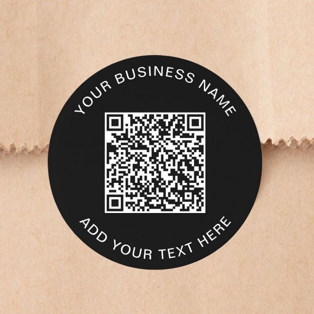 Custom Business QR Code Black Classic Round Sticker (Custom Business QR Code Black Classic Round Sticker)