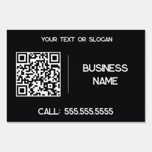 Custom Business QR Code Black Sign