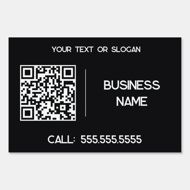 Custom Business QR Code Black Sign (Front)