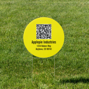 Custom Business QR Code Double Sided Bright Yellow Sign