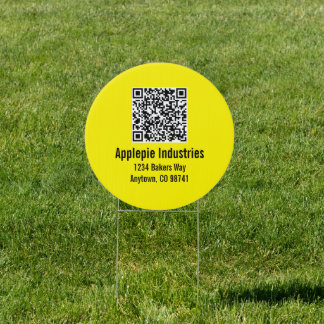 Custom Business QR Code Double Sided Bright Yellow Sign