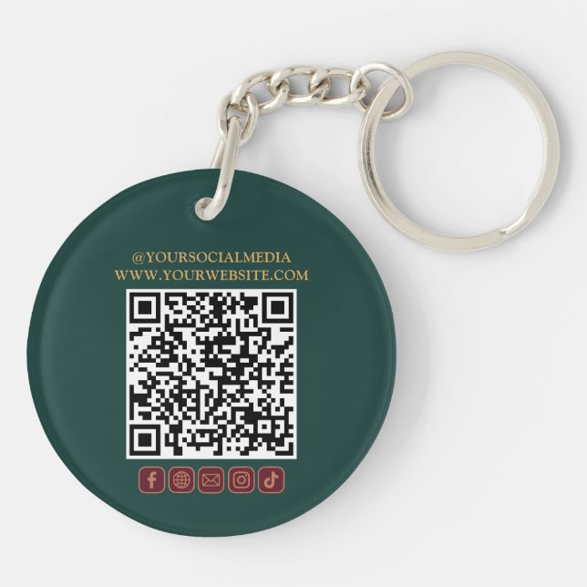Custom Business QR Code logo Branding  Keychain (Back)