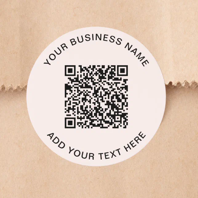 Custom Business QR Code Pink Classic Round Sticker | Zazzle
