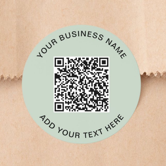 Custom Business QR Code Sage Green Classic Round Sticker (Creator Uploaded)