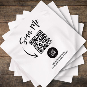 Custom Business QR Code Scan Me Cocktail Napkins