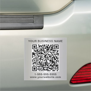 Custom Business QR Code Silver Car Magnet