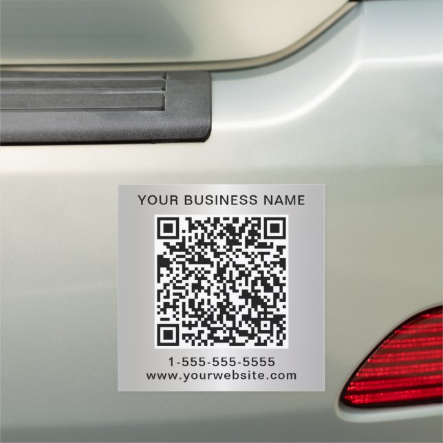 Custom Business QR Code Silver Car Magnet (In Situ)