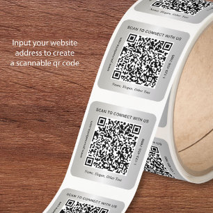 Custom Business QR Code Silver Stickers Roll