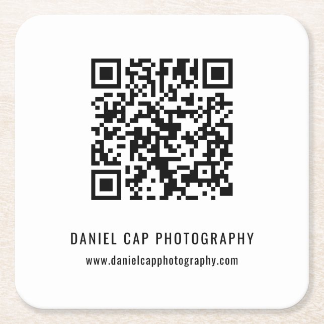 Custom Business QR Code Square Paper Coaster (Front)