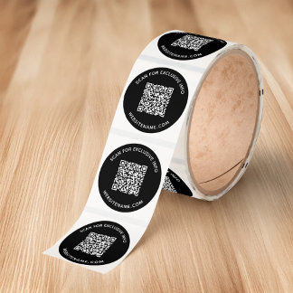 Custom Business QR Code Text Black Classic Round Sticker