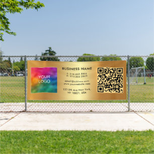 Custom Business QR Code Upload Logo Gold Outdoor Banner