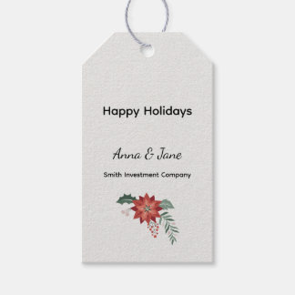 Custom Business Red Holiday Flower Bough Holiday  Gift Tags