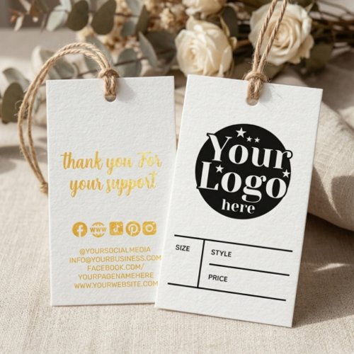 Custom Business retail logo Price Hang Branding Foil Gift Tags
