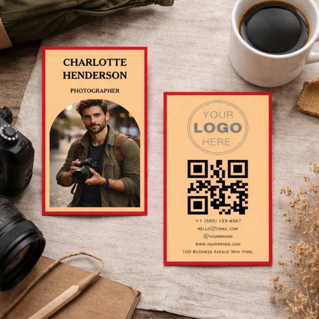 Custom Business Review QR Code Logo Card (Minimalist QR Code Professional Design Business Card)