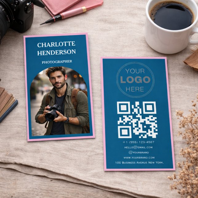 Custom Business Review QR Code Logo Card (Minimalist QR Code Professional Design Business Card)
