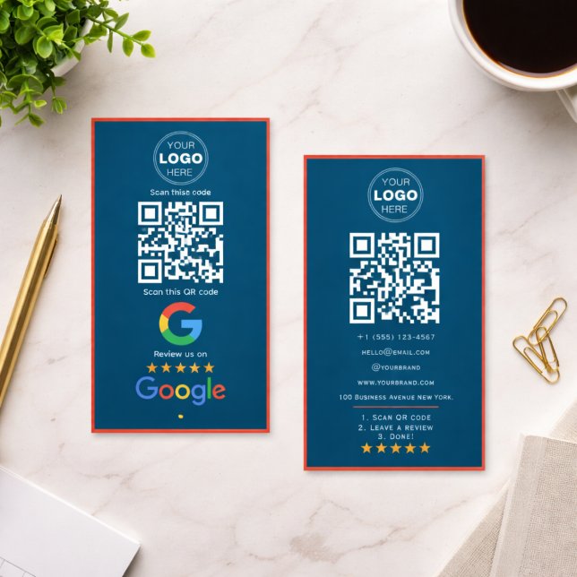 Custom Business Review QR Code Logo Card (Minimalist QR Code Professional Design Business Card)