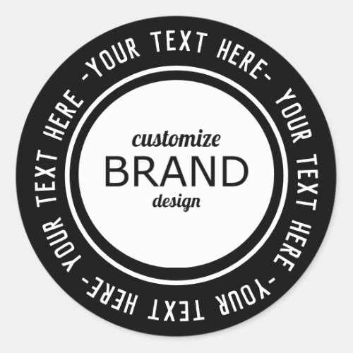 Custom Business Round Logo Stickers Black  White