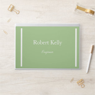 Custom business sage green and white lines HP laptop skin