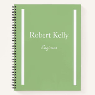 Custom business sage green and white lines notebook