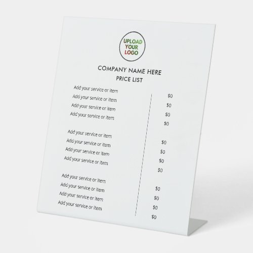 Custom Business Service Menu & Price List Pedestal Sign