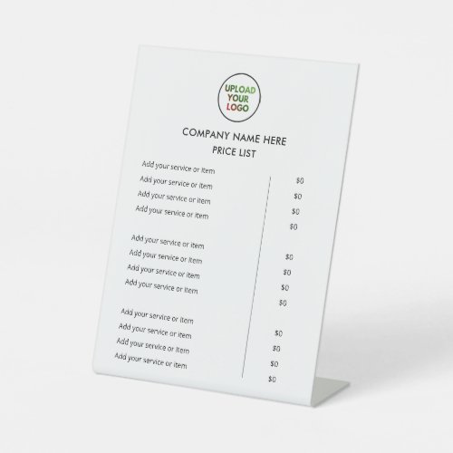 Custom Business Service Menu & Price List Pedestal Sign