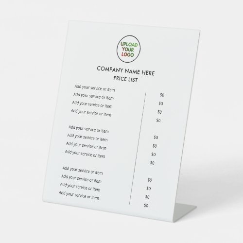 Custom Business Service Menu & Price List Pedestal Sign