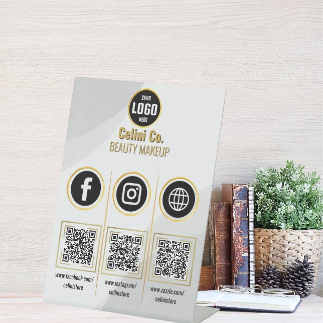 Custom Business Social Media QR Code Sign - Red (Social Media QR Code Acrylic Sign - Custom Beauty)