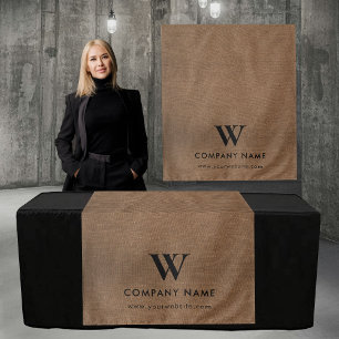 Custom Business Table Runner Banner Brown Linen Tapestry